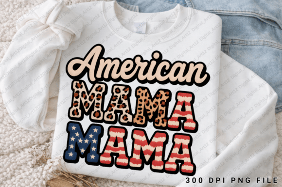 American Mama Sublimation, Memorial PNG: Elevate Your Creative Projects with Unique Chenille Embroidery