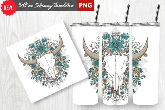 Boho Bull Skull Floral 20oz Tumbler Wrap: A Creative Design Solution for Crafters and Makers