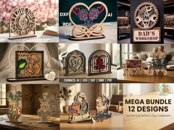 Celebrate Parents with the 12 Mother Father Day Layered SVG Bundle