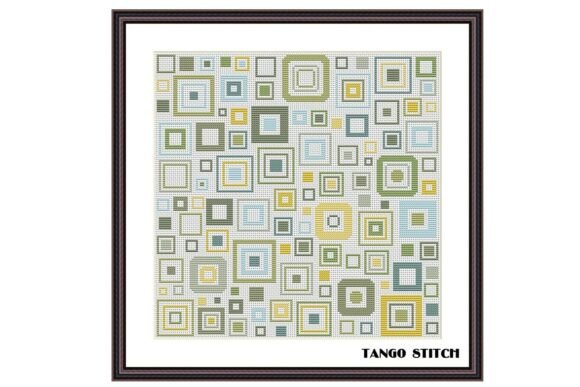 Green Yellow Geometric Cross Stitch Art: A Modern Craft for Creative Spaces