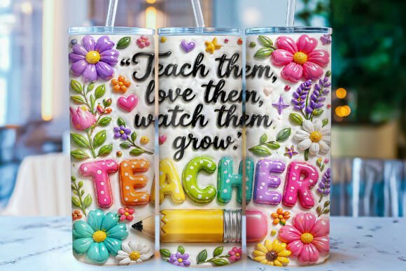 Inflated Teacher 20oz Tumbler Wrap PNG – A Bright, Cheerful Touch for Educators and Entrepreneurs Alike