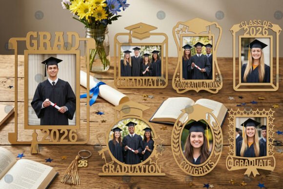 Laser Cut Graduation Photo Frame SVG Set