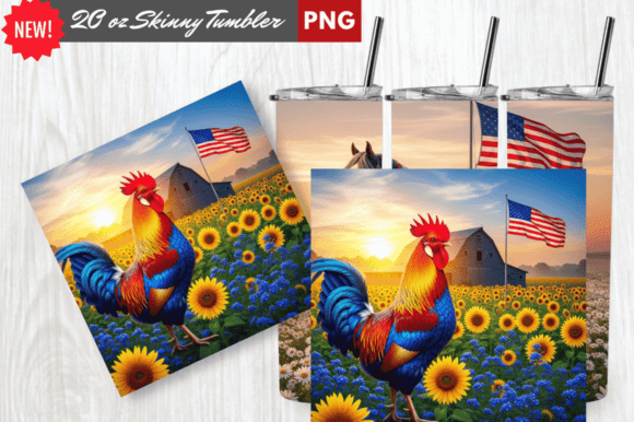 Patriotic Rooster American Flag Tumbler: A Bold Fusion of Style and Patriotism