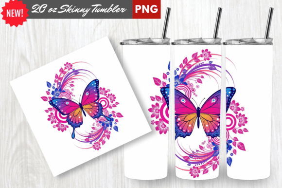 Watercolor Abstract Butterfly Tumbler Designs