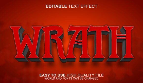 Wrath Fury Rage Dark Power Typography: Unleashing Creative Potential with High-Quality 3D Text Effects in Adobe Illustrator